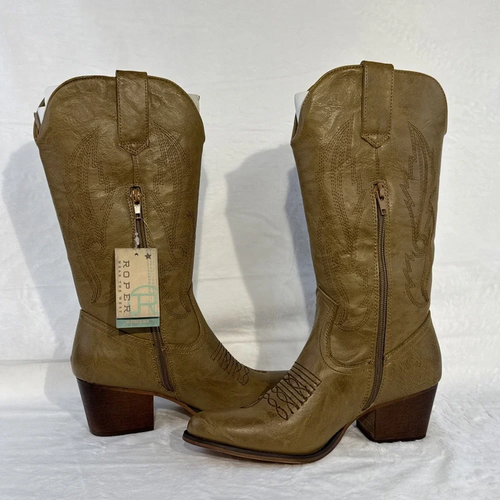 Roper Women's Nettie Western Boot - Round Toe - 09-021-1556-1070 TA, Size 5‎